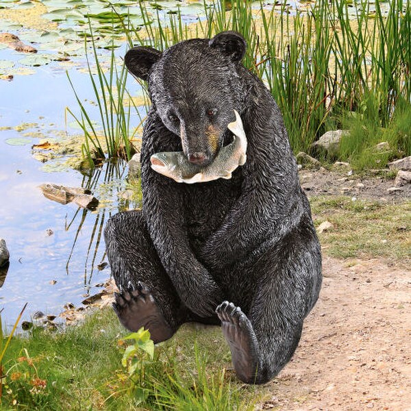 Black Bear Statue Expert Fisherman